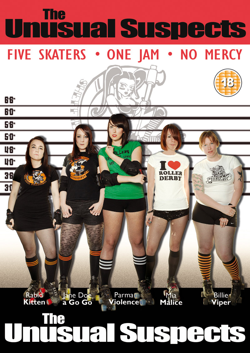 The Unusual Suspects from the Sheffield Steel Rollergirls film calendar